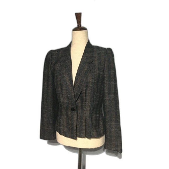 Otello Pelle Cropped Jacket Gray White Brown - Picture 1 of 9